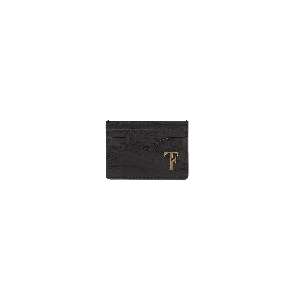 Reina Card Case- Croco Black