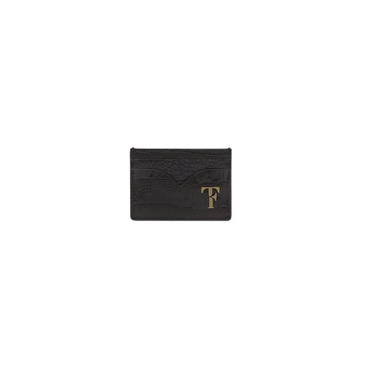 Reina Card Case- Croco Black