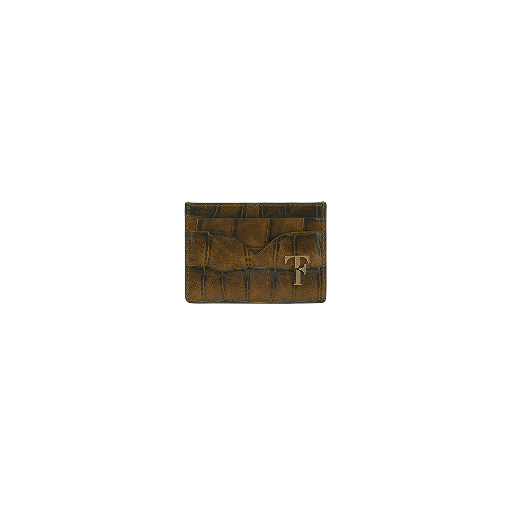 Reina Card Case- Croco Olive