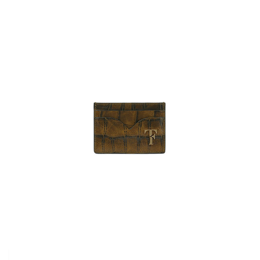 Reina Card Case- Croco Olive