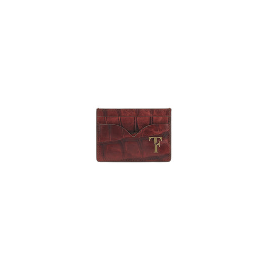 Reina Card Case- Croco Rusty Brown