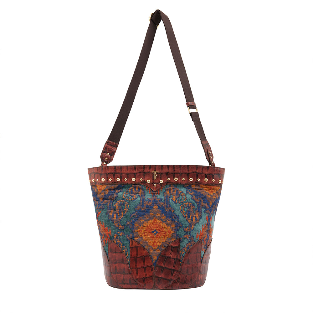 Annique Artisinal Bucket- Blue Fabric