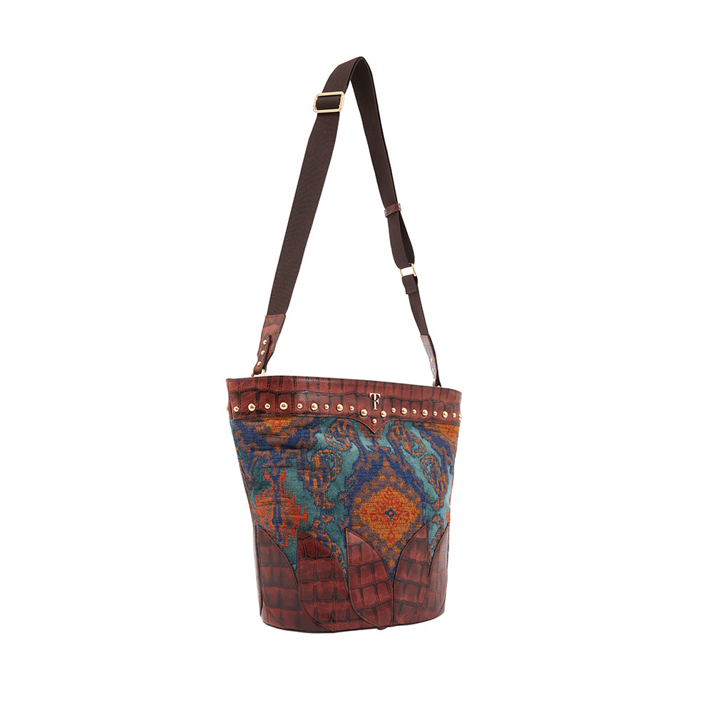 Annique Artisinal Bucket- Blue Fabric