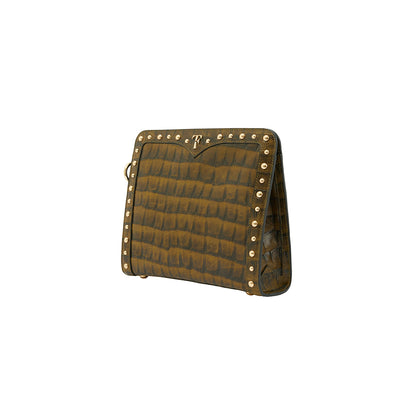 Layla Mystique Clutch - Olive Croc Effect