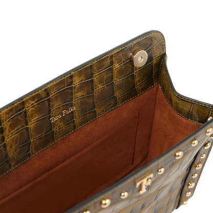 Layla Mystique Clutch - Olive Croc Effect